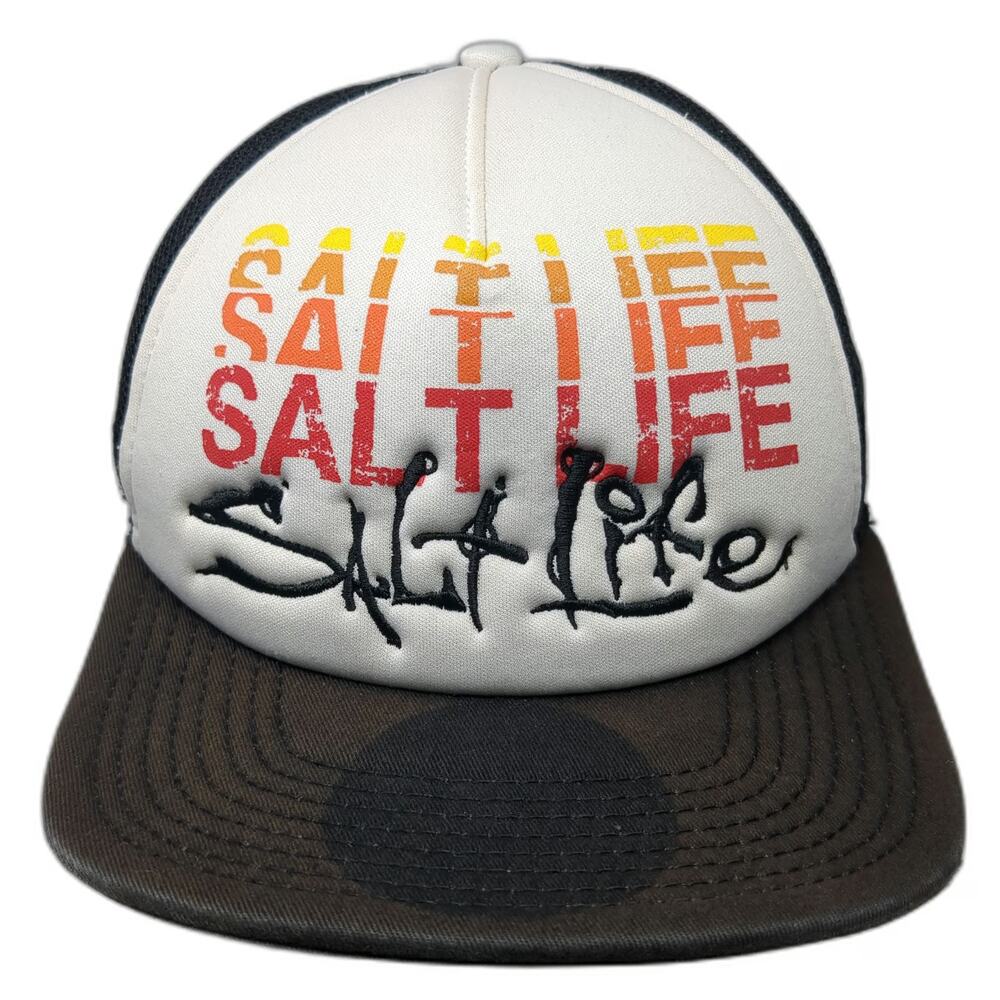 Salt Life Trucker Hat Black White Red Orange Yellow One Size Mesh Foam Snapback
